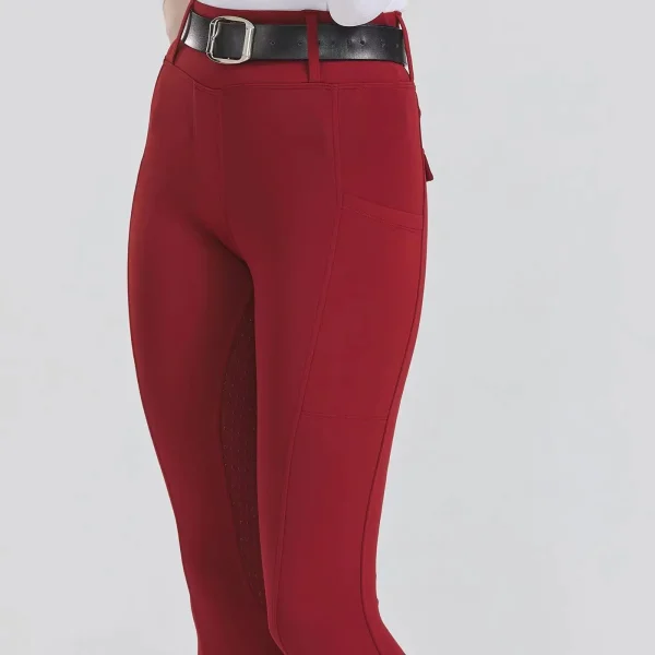 Horse riding tights with grip burgundy